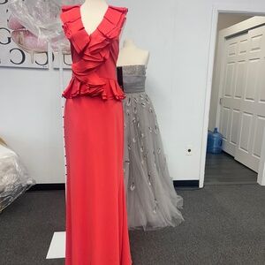 Badgley Mischka coral dress Sz 12 NWT